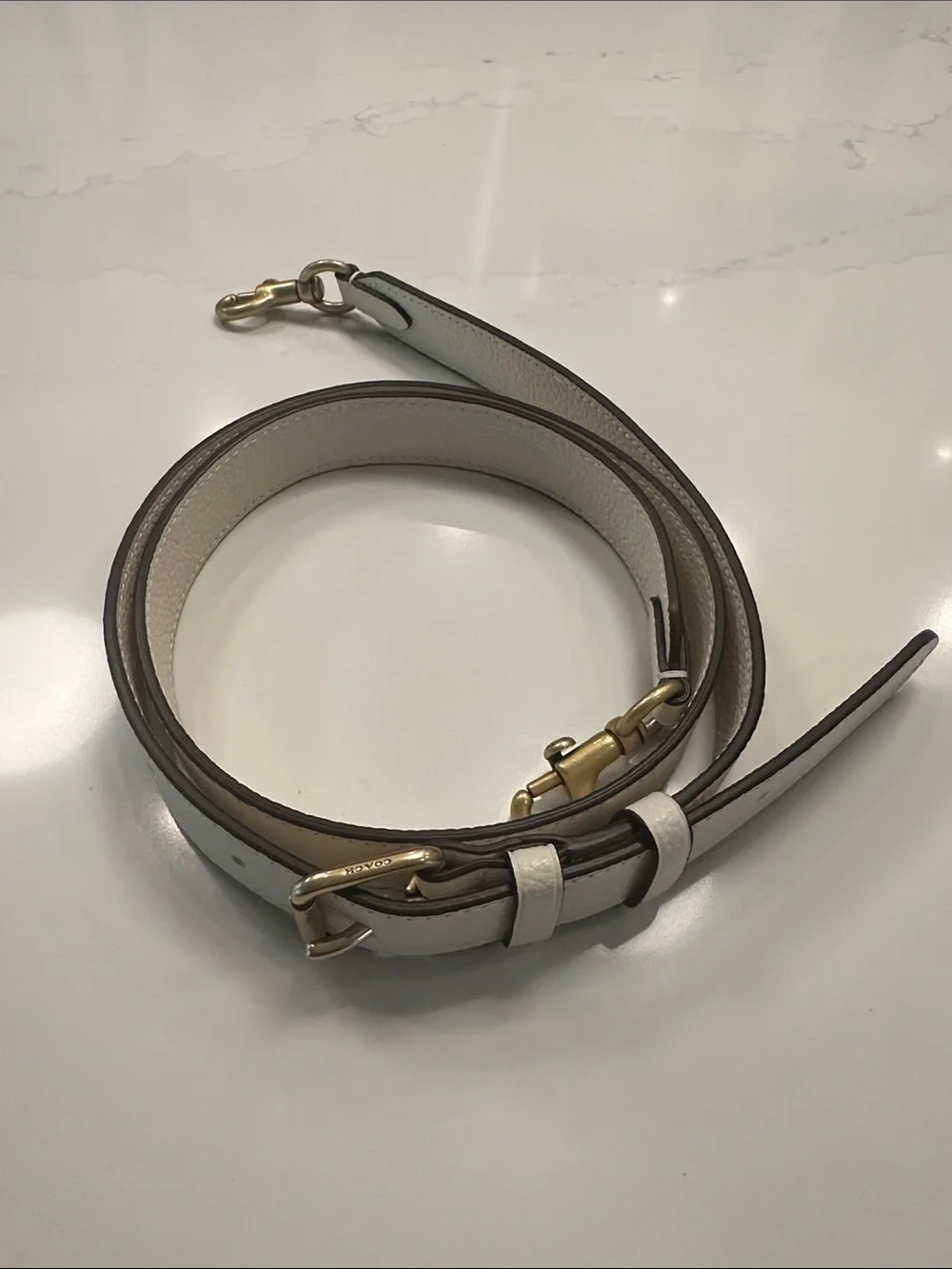 NWOT-Coach Leather Crossbody Replacement Strap in Off-White & Antique Brass